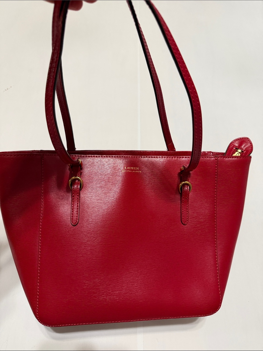 Lauren Ralph Lauren Red Leather Shoulder Tote